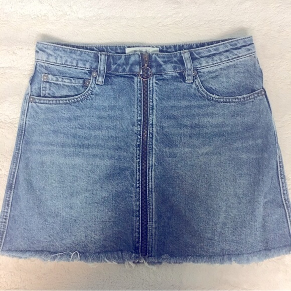 Free People Zip It Up Mini Denim Jean Skirt, Blue Medium Wash